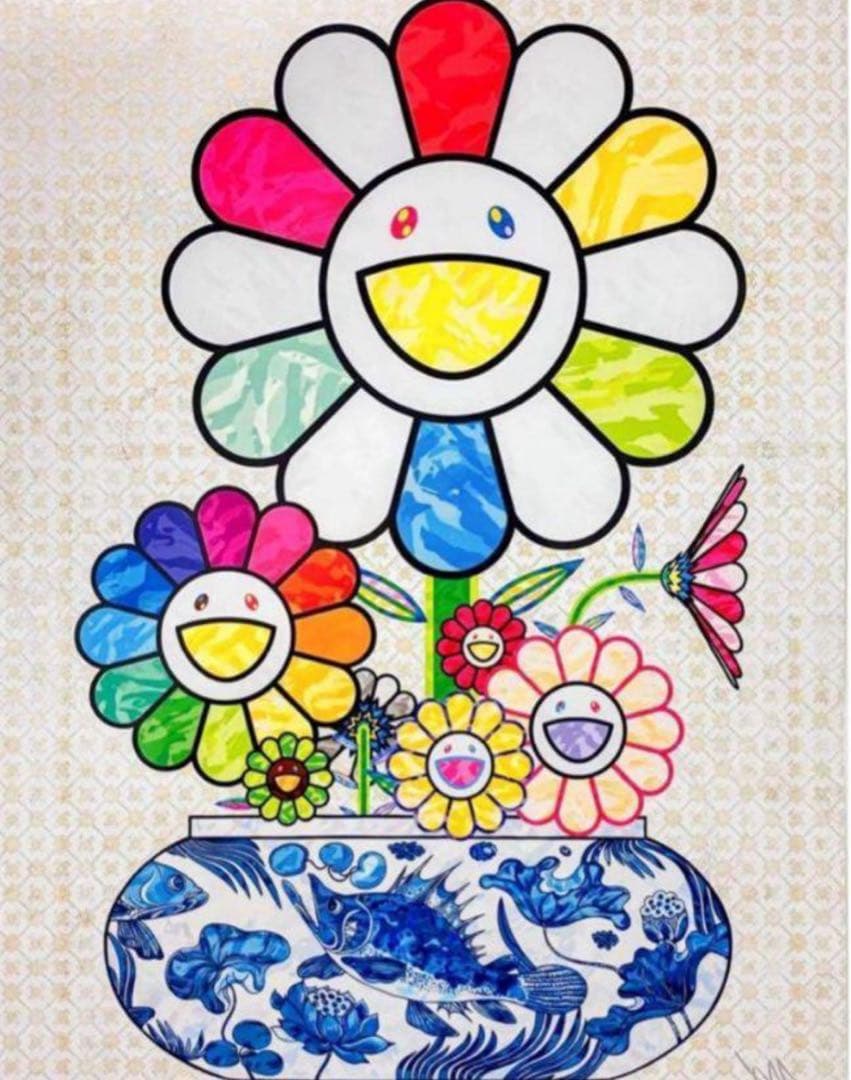 村上隆　ポスター　青花の壺に村上フラワー　ED300 新品未開封　限定