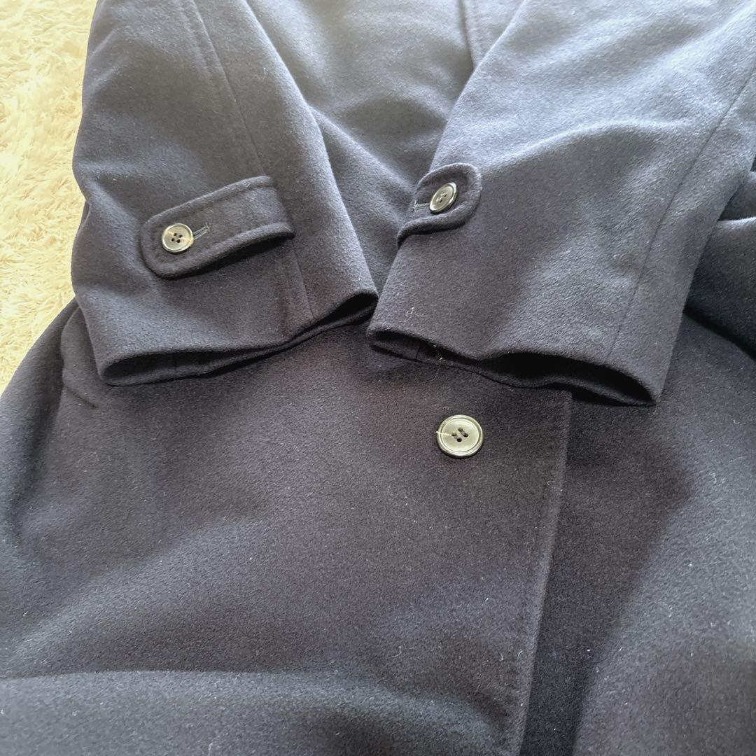 【美品】D'URBAN ダーバン　 カシミア混　ステンカラーコートＸＬ　ブラック