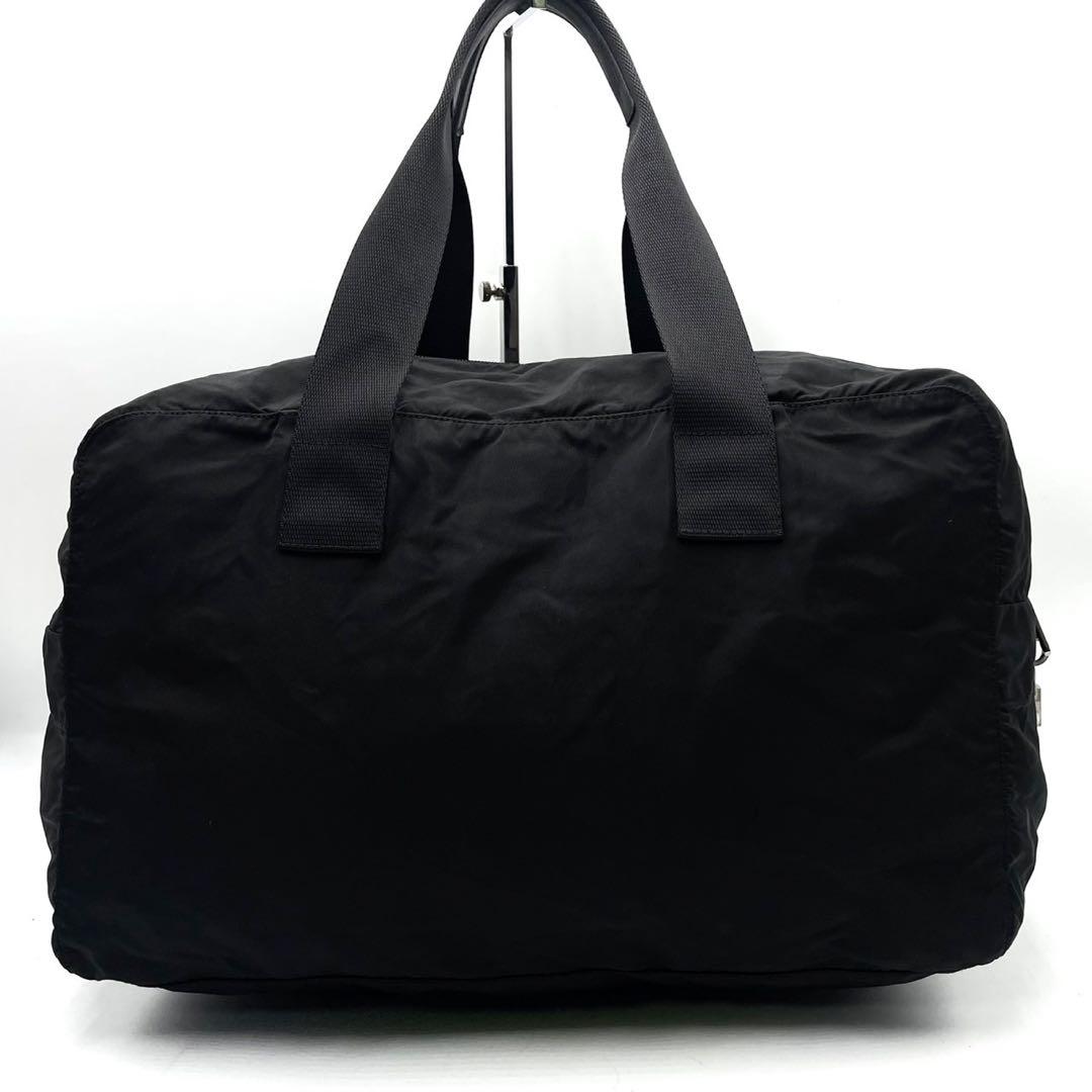 プラダ 三角ロゴ アイコン ハンドバッグ ボストンバッグ 肩掛け 旅行鞄 黒