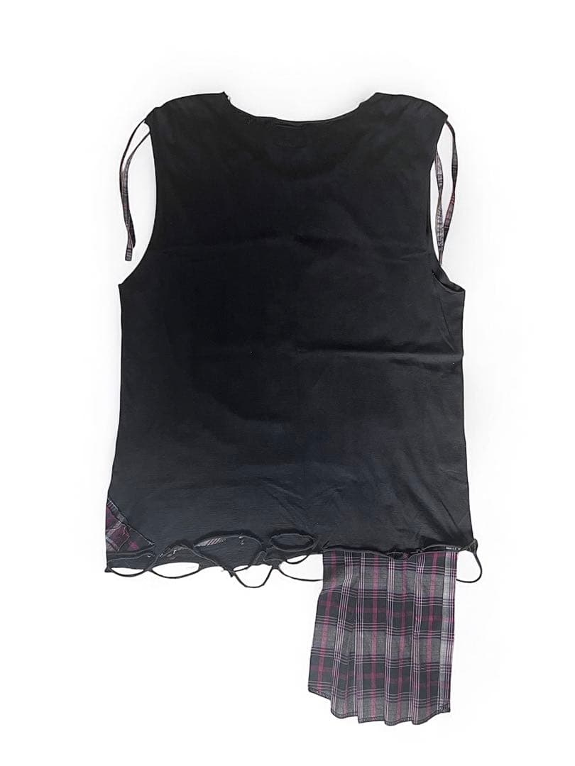 c0mi リメイク check shirt docking no-sleeve