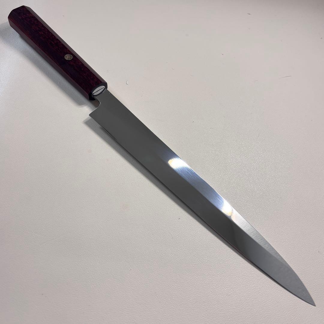 270mm 柳刃包丁 鏡面　紫檀八角柄 刺身包丁 「全鋼」'ᘲ