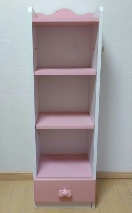 姫系　木製　送料込み　シェルフ　リボン　完成品　ピンク　本棚　子供部屋　かわいい