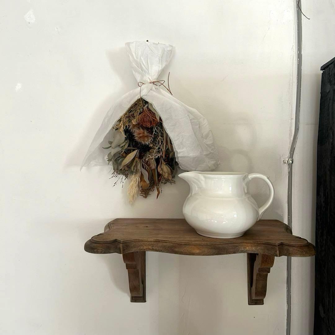 フランス アンティーク ウォールシェルフ 壁掛け棚 木製 無垢材 彫刻　剥離