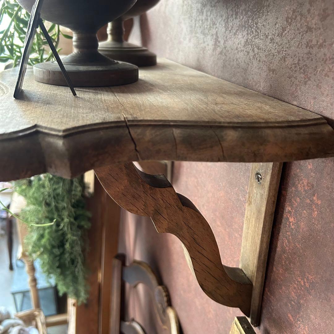 フランス アンティーク ウォールシェルフ 壁掛け棚 木製 無垢材 彫刻　剥離