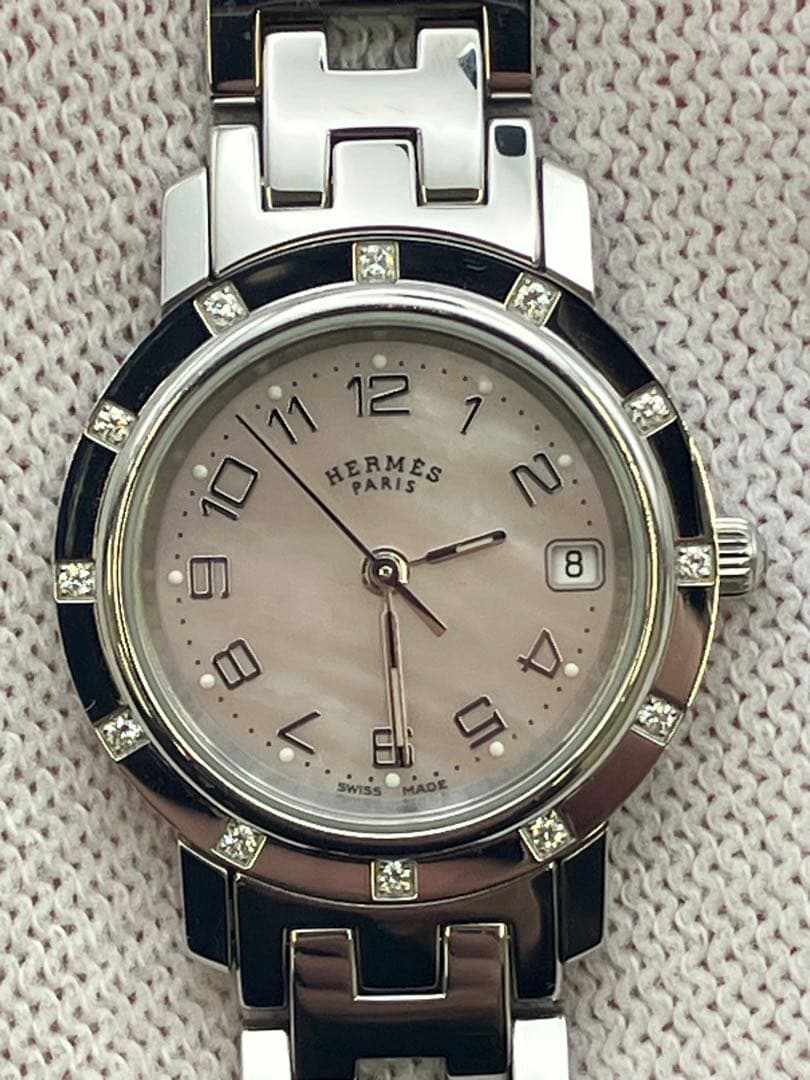 【極美品】エルメス クリッパー ナクレ CL4.230 12Pダイヤ 不動品Y