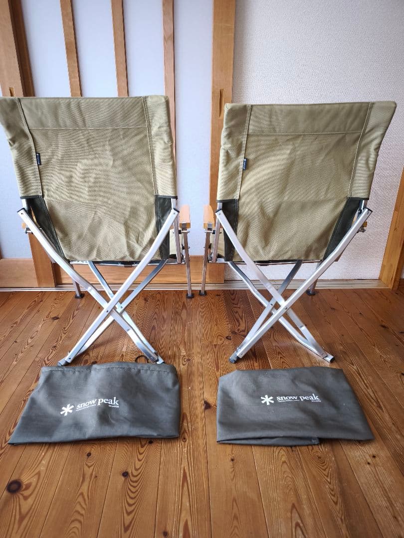 スノーピーク ローチェア30 カーキ2脚セット 生地張替え美品