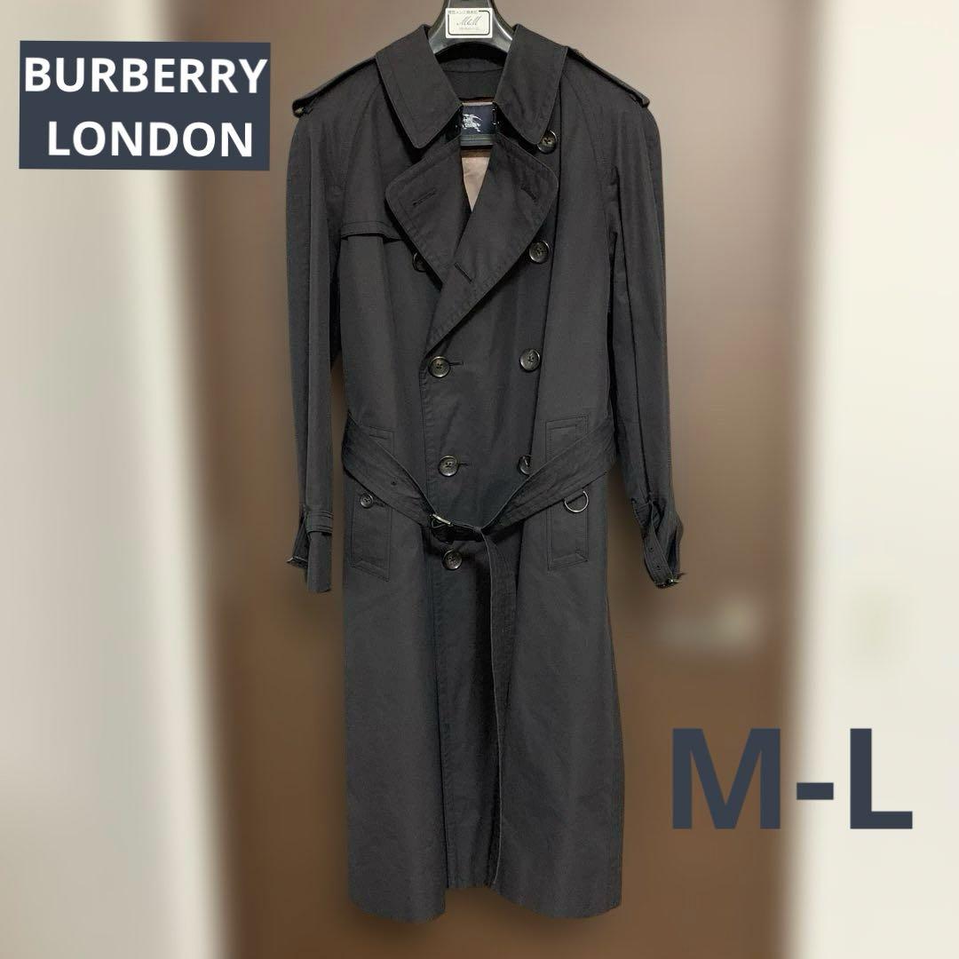 【美品】バーバリーロンドン　メンズ　トレンチコート ブラック　M-L