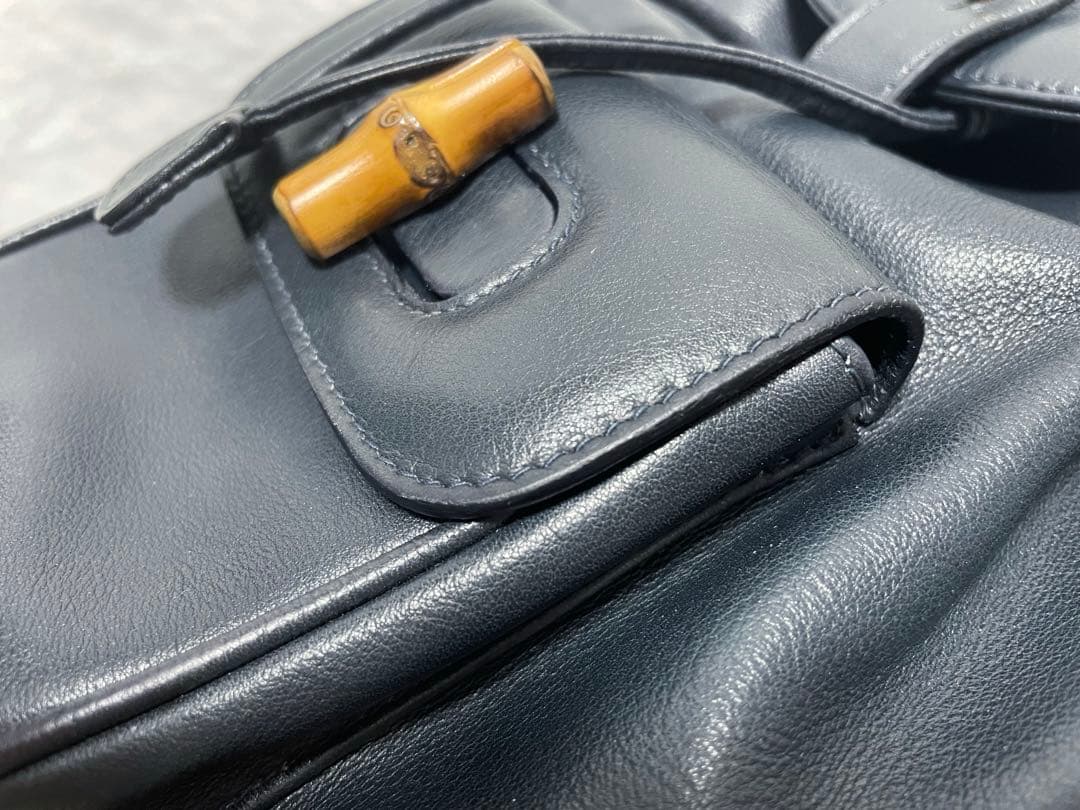 【オールドグッチ】GUCCI ミニ バンブーリュック ネイビー