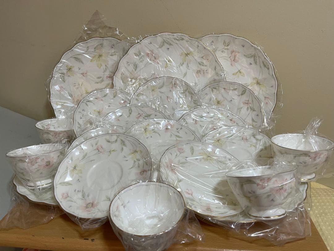 未使用ナルミ9296パステルガ一デン 27ディナーティ一碗皿38プラタ一