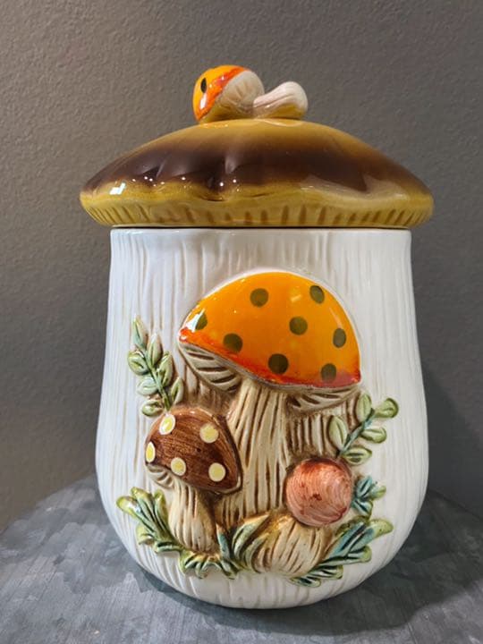 ビンテージ アンティーク 容器 きのこ 小物入れ 飴 ケース 美品