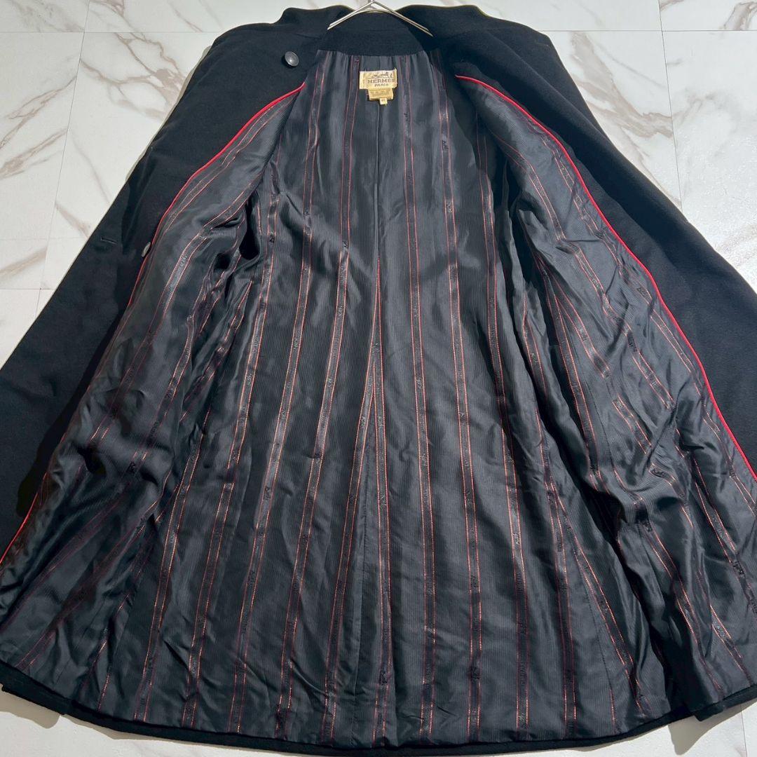 鑑定済・美品 エルメス カシミヤ100% ロングコート ナポレオンコート 40