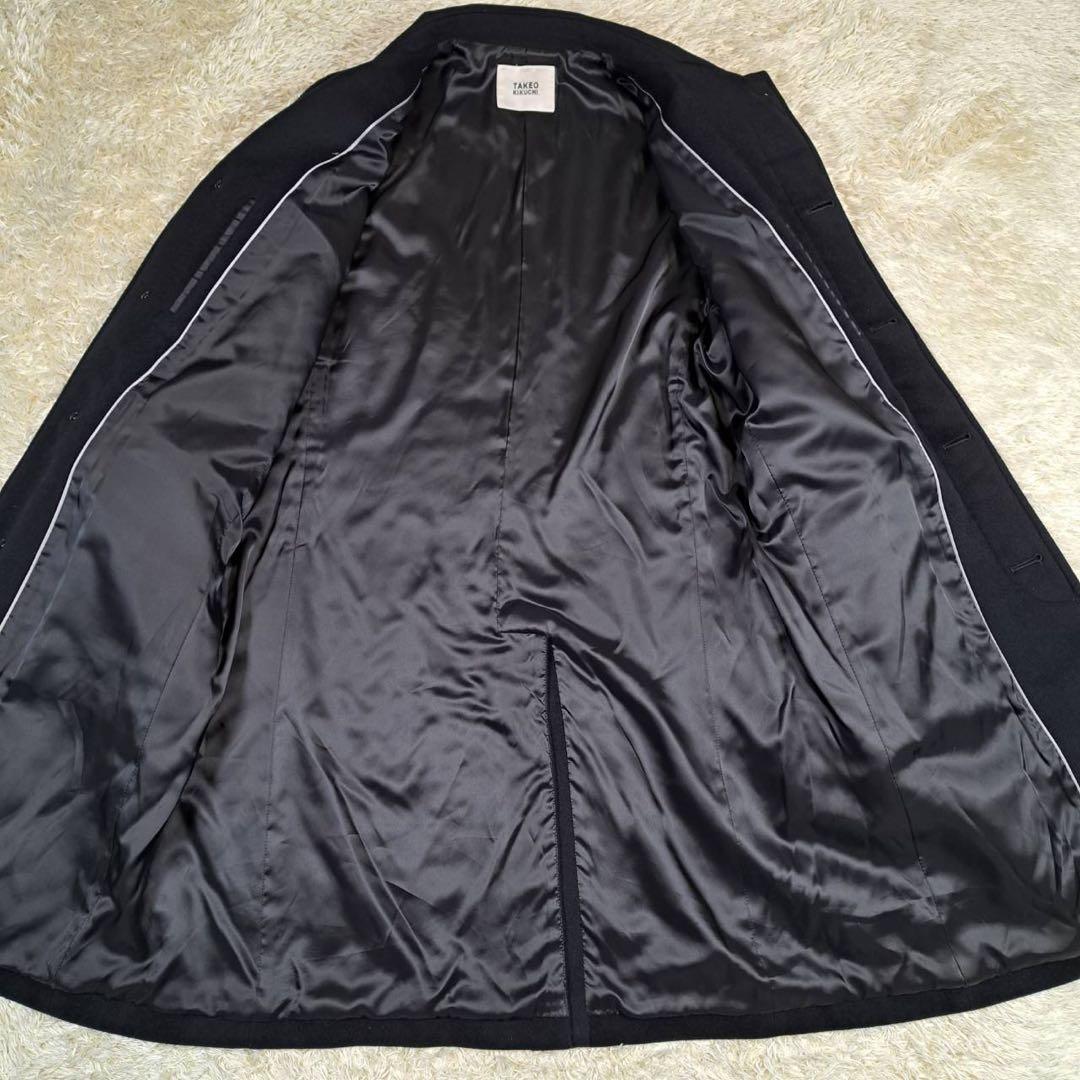 極美品　タケオキクチ ステンカラーコート　アンゴラ カシミヤ ブラック