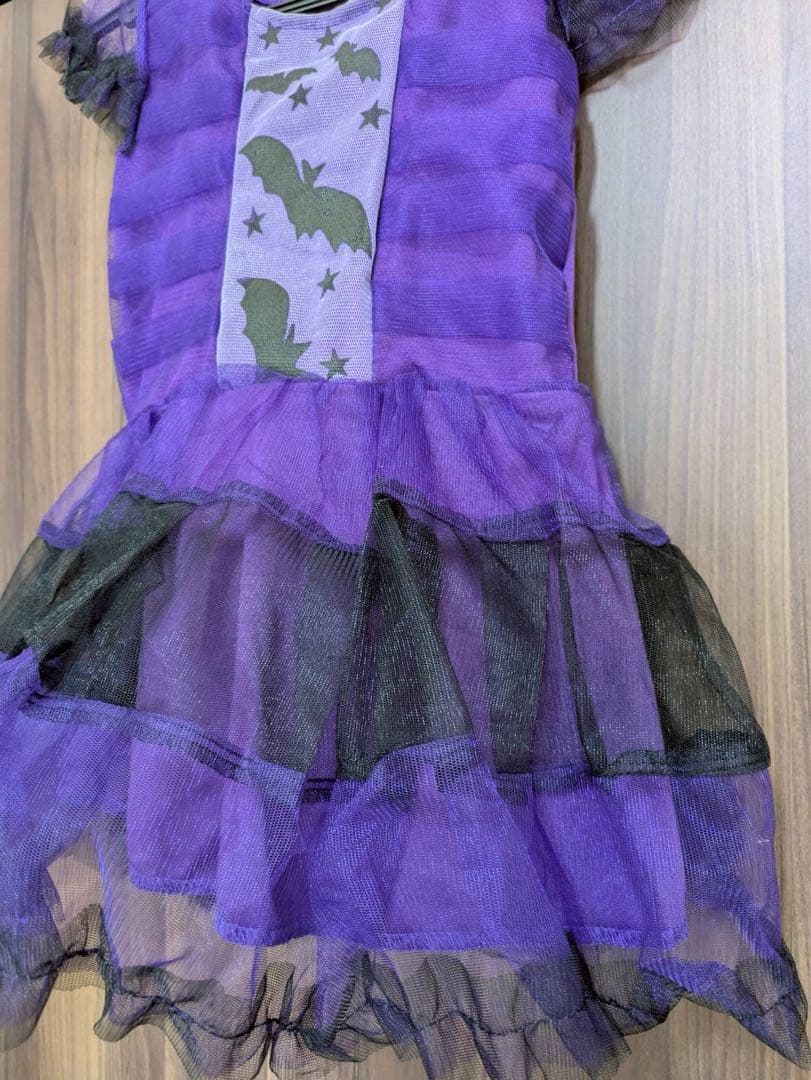 新品】100 小悪魔　ハロウィン コスプレ 女の子 魔女 キッズ　紫　コウモリ
