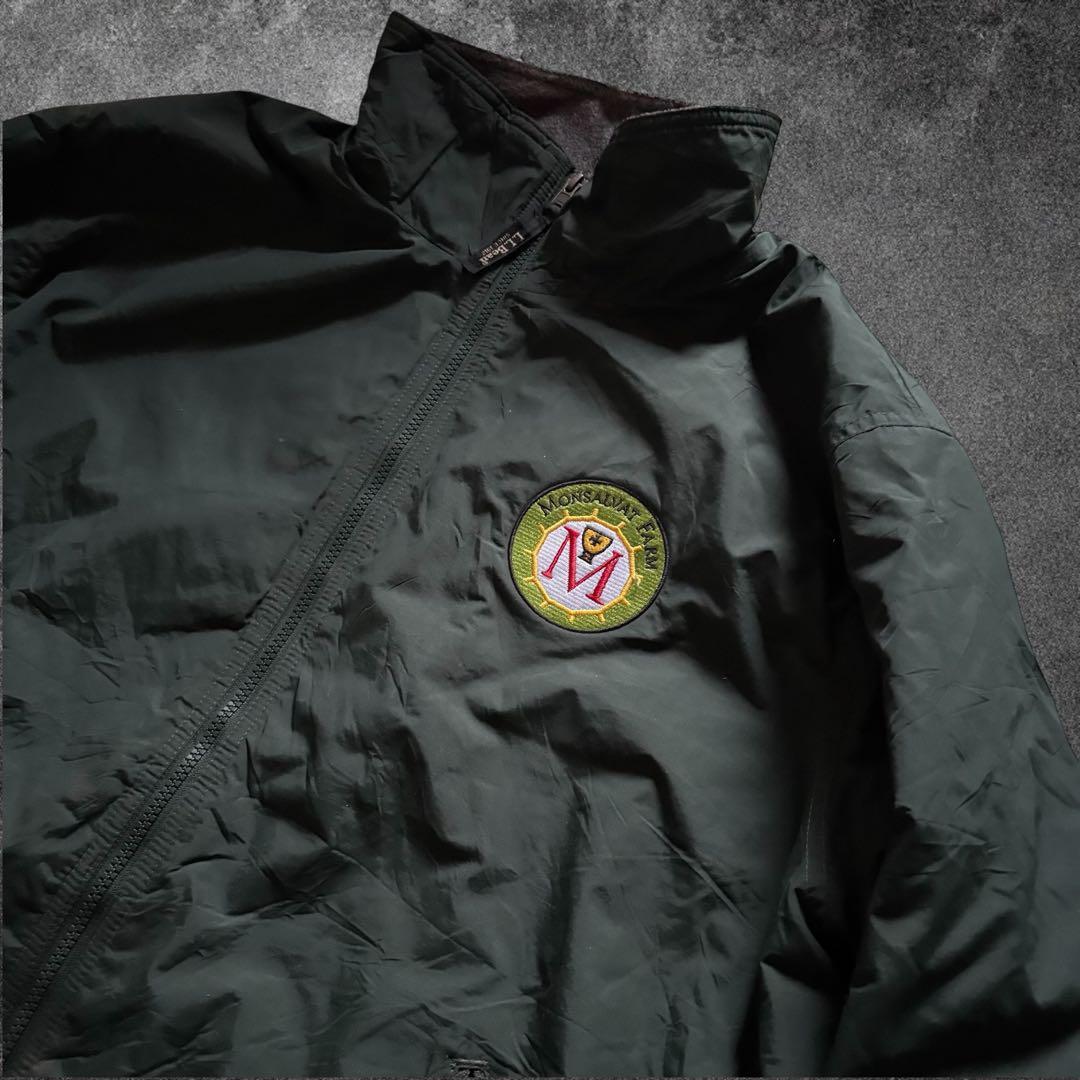 00s L.L.Beanウォームアップジャケットダークグリーン裏地フリースO78