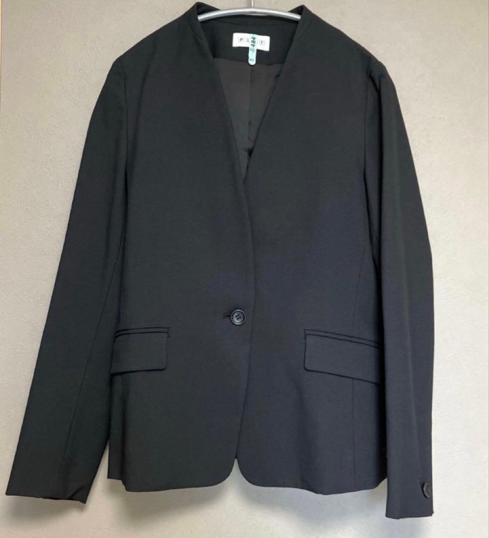 【美品】PLST ブラッシュドバックパンツスーツ上下 ブラック　ウォームリザーブ