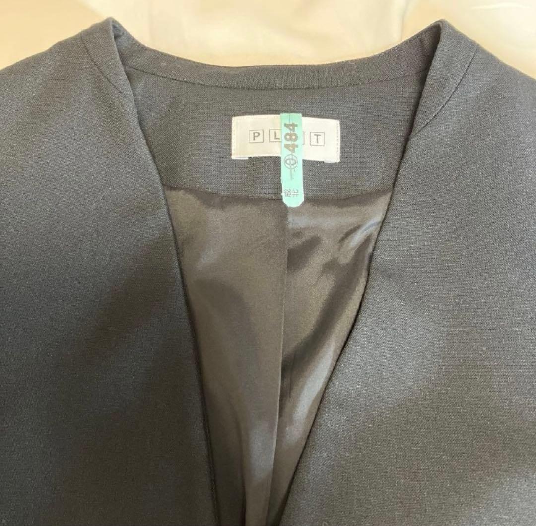 【美品】PLST ブラッシュドバックパンツスーツ上下 ブラック　ウォームリザーブ