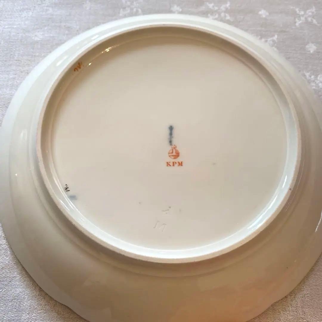 【KPMベルリン】印象派 印象主義／コバルト 上金彩皿 プレート「三つの花」