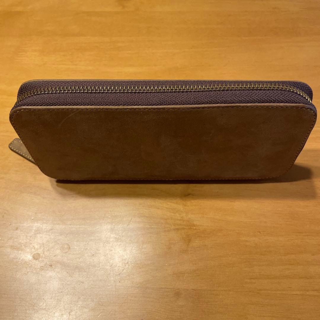 バハギア & クラフト ラウンドジップペンケース コンパクト　オリーブブラウン