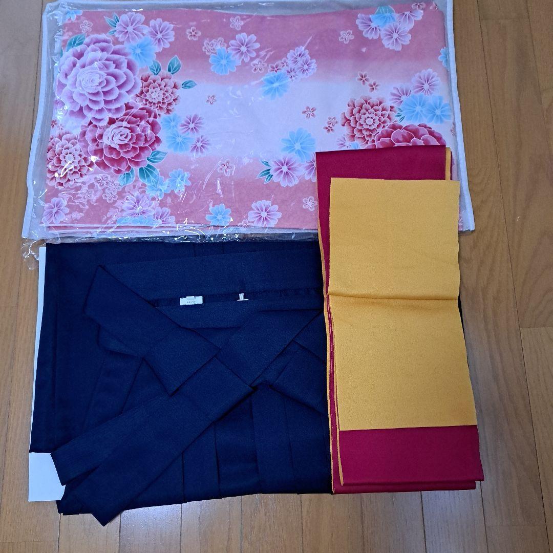 ブーツ23.5付き卒業式袴150(紐下丈87cm)着付小物一式髪飾り付