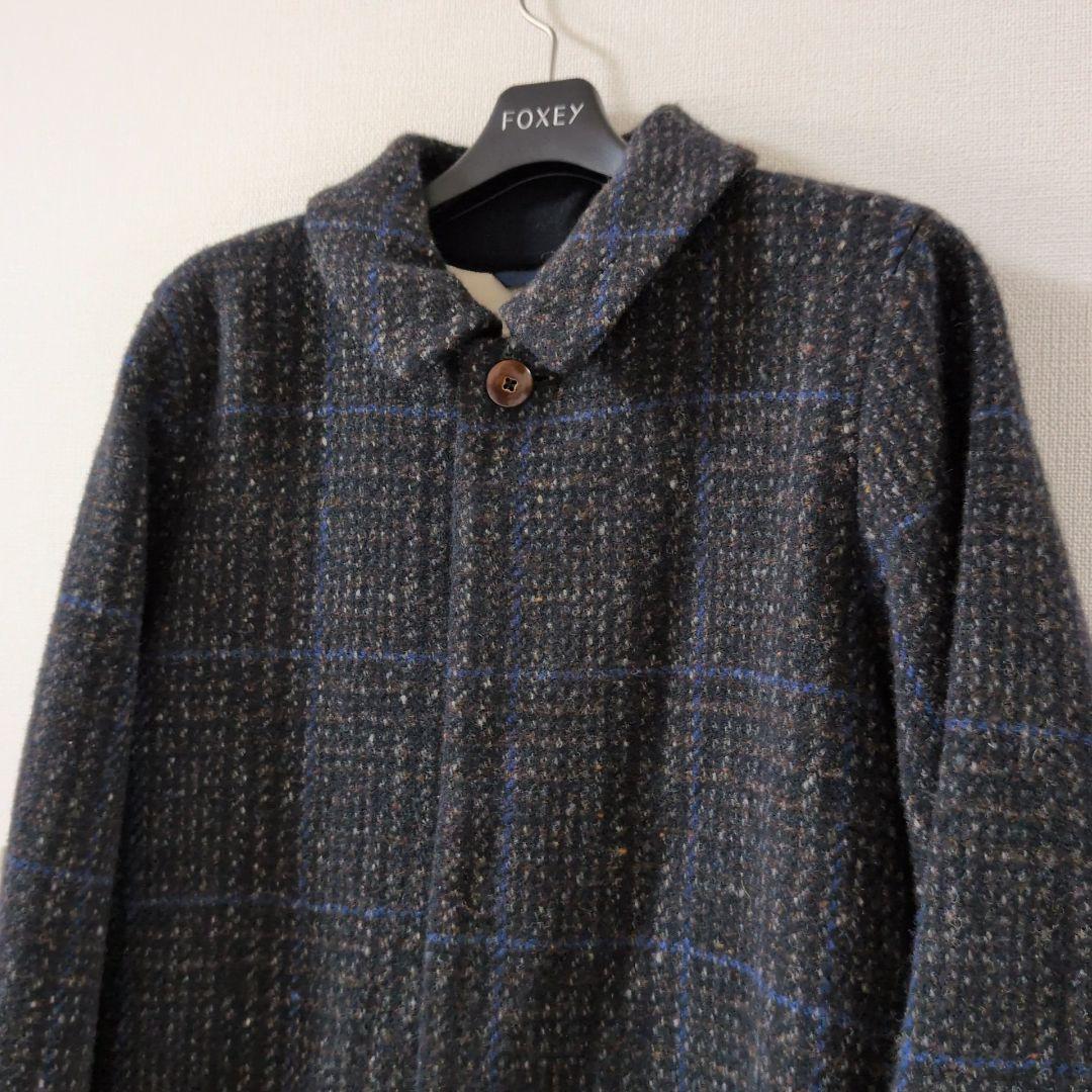 パラスパレス ロング ステンカラーコート チェック ウール 3