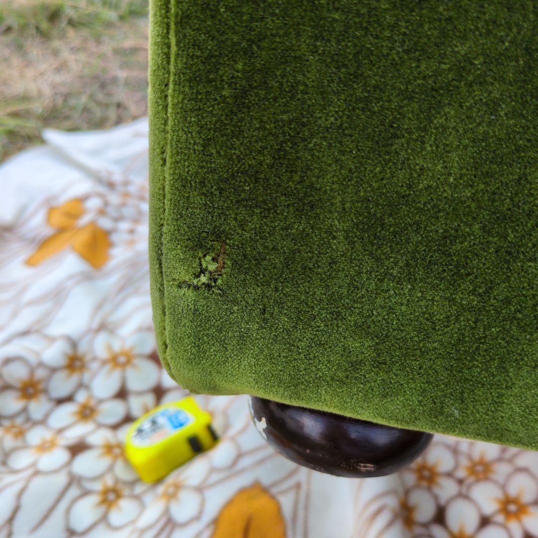 昭和レトロ オールド カリモク グリーン モケット コーナーソファ①ベルベット