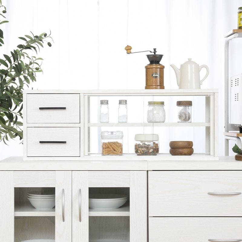 カウンター上収納ラック 幅80cm オークホワイト [5117]