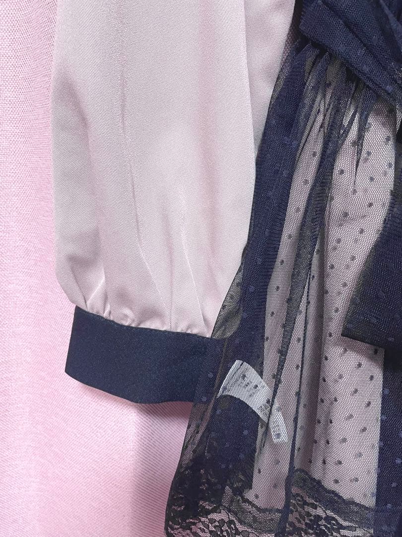 【最終値下げ】pium チュールエプロン付き丸襟ワンピース