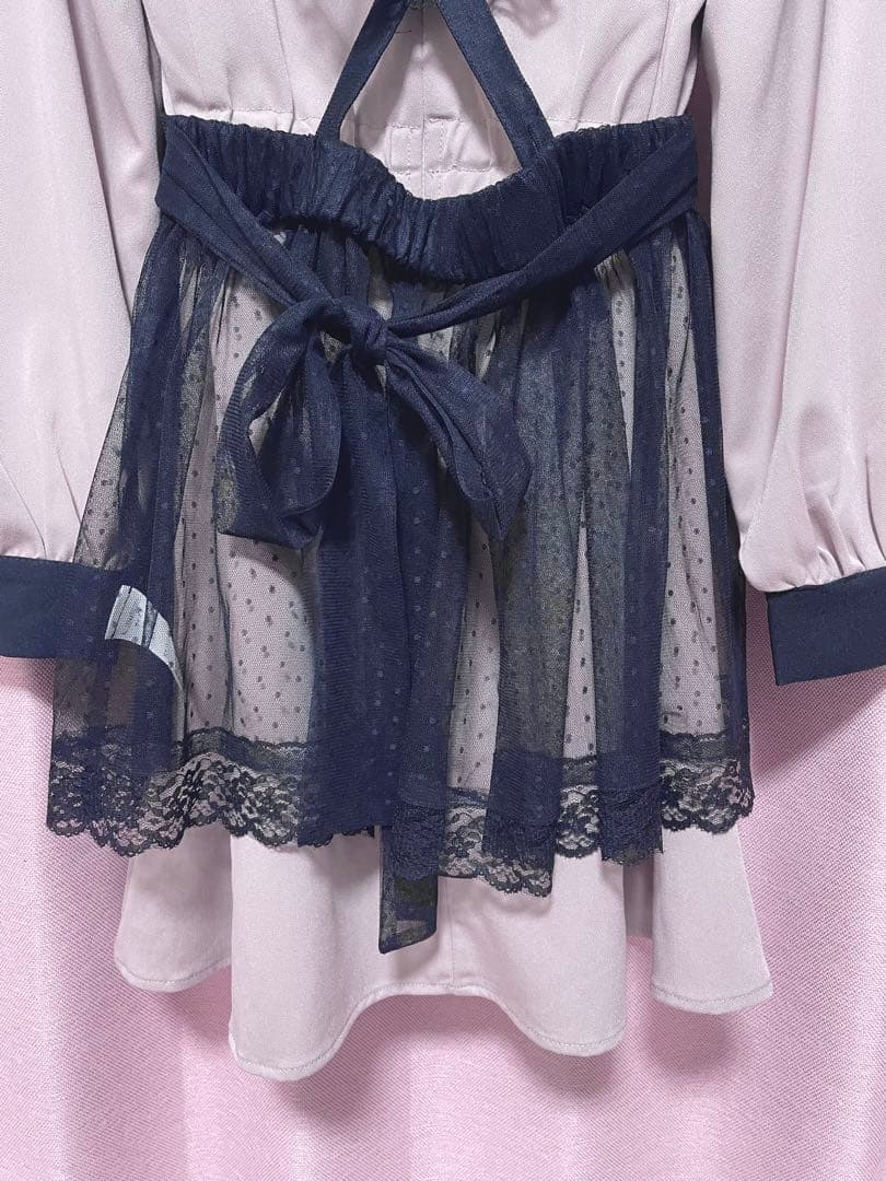 【最終値下げ】pium チュールエプロン付き丸襟ワンピース