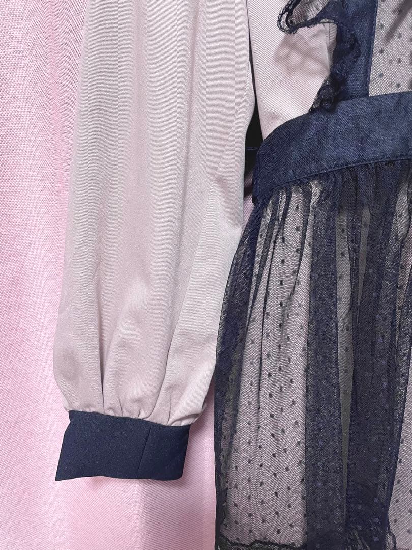 【最終値下げ】pium チュールエプロン付き丸襟ワンピース