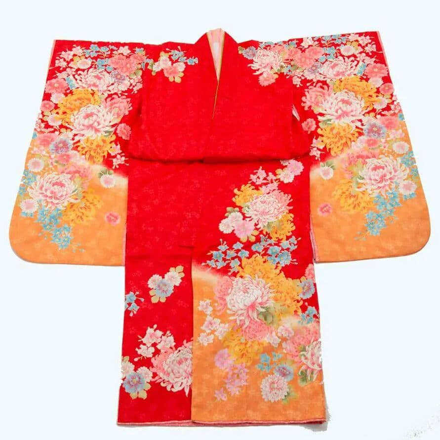 七五三　七歳　四つ身振り袖＆襦袢