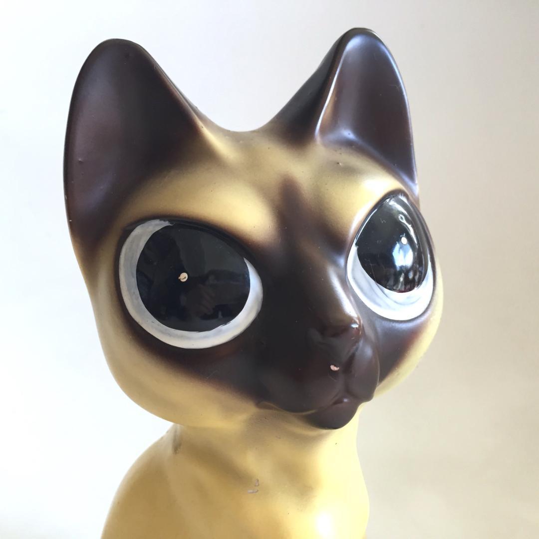 ビンテージ Norleans製 Big eye Cat置物 陶器 シャム猫 ねこ
