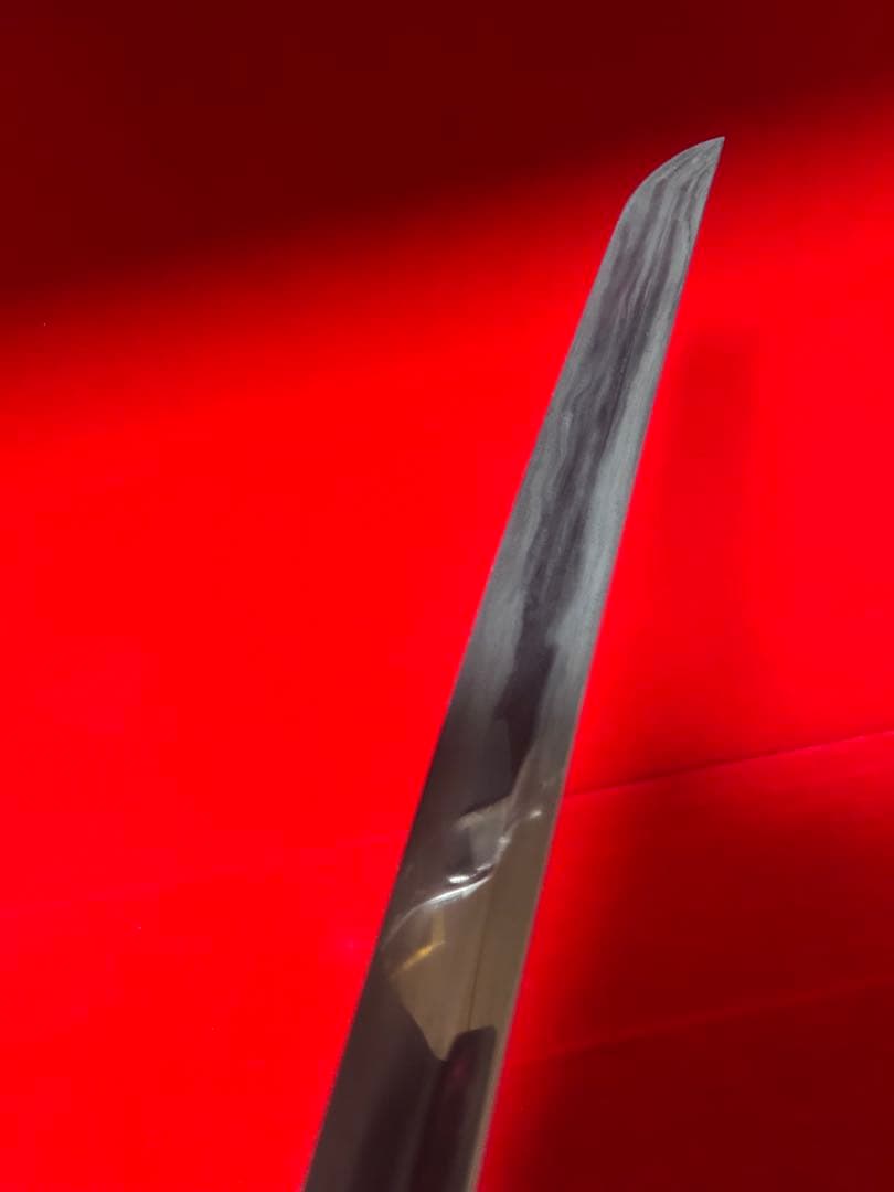 No.01346 包丁　先丸筋引　マグロ包丁　両刃　玉鋼　刃文綺麗　墨流　未使用