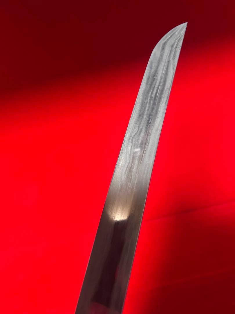 No.01346 包丁　先丸筋引　マグロ包丁　両刃　玉鋼　刃文綺麗　墨流　未使用