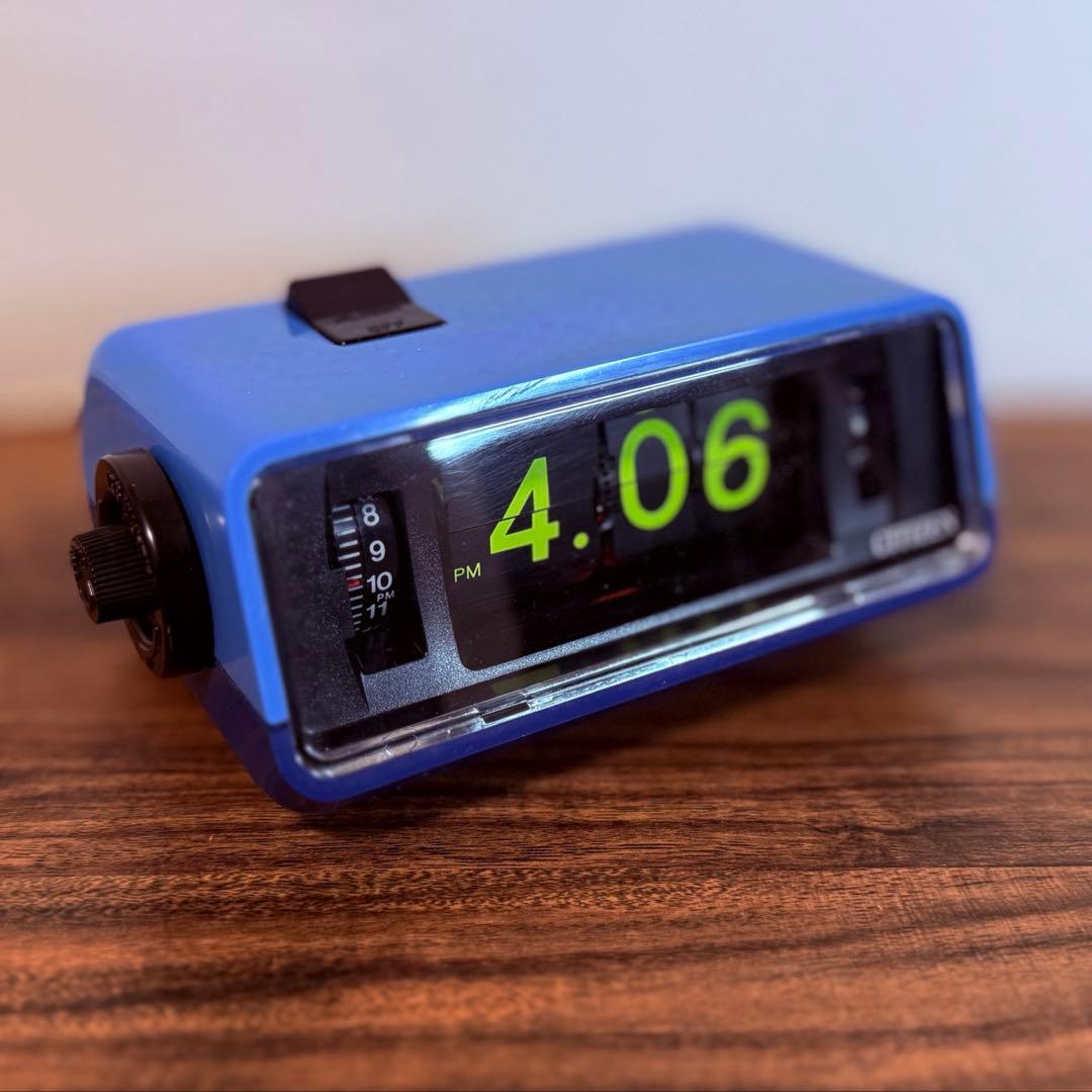 【メンテ済み・動作正常】CITIZENパタパタ時計 ハイリーフ・カーチス 青色