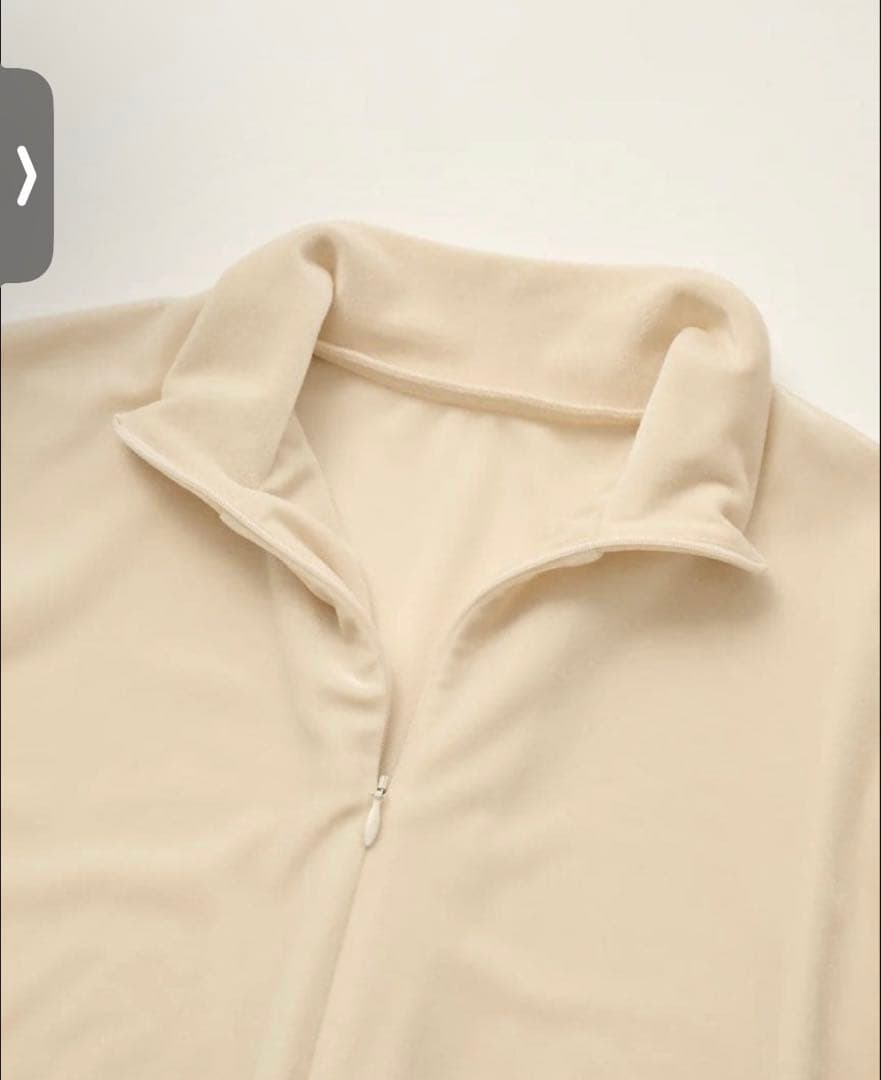 トップス ENOF velour jersey zip tops Ecru