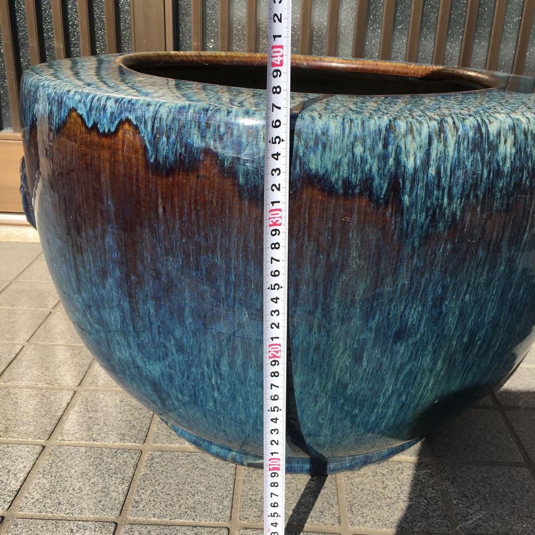 睡蓮鉢 　直径約56cm　火鉢 金魚鉢 睡蓮鉢 染付 メダカ鉢 大型陶器