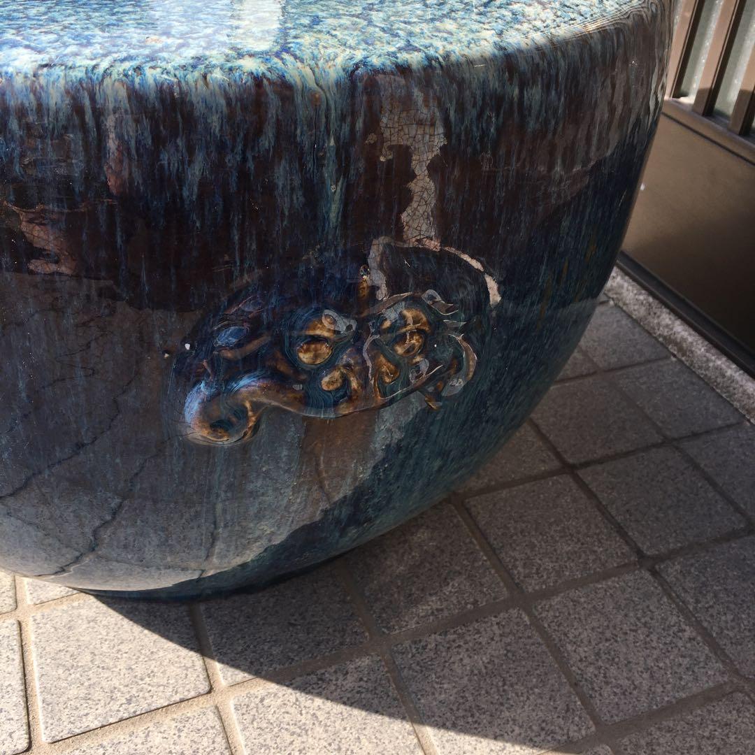 睡蓮鉢 　直径約56cm　火鉢 金魚鉢 睡蓮鉢 染付 メダカ鉢 大型陶器