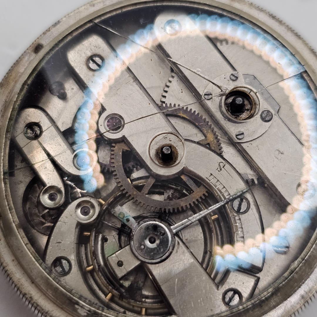 希少 スイス製 銀無垢 鍵巻き 懐中時計 裏スケルトン ホールマーク有