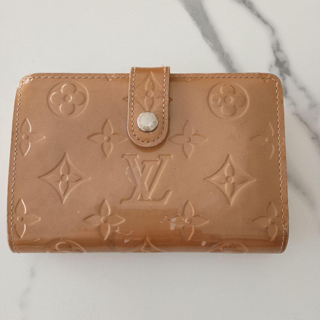 #LouisVuittonヴェルニ がま口二つ折り財布 ベージュ廃盤品希少正規品