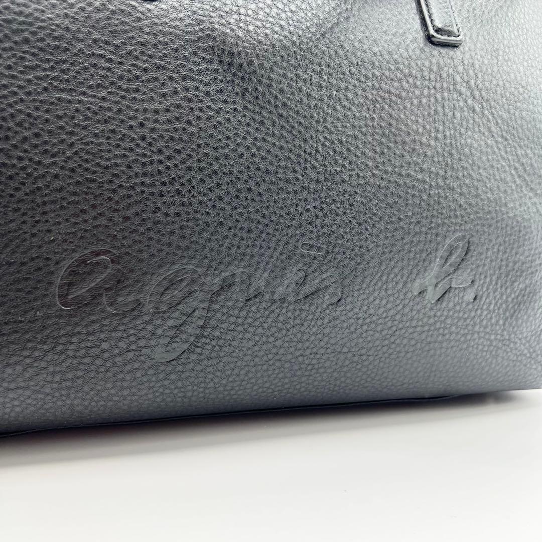 未使用級✨アニエスベー　ボストンバッグ　牛革　ブラック　南京錠　A4可　肩掛け可