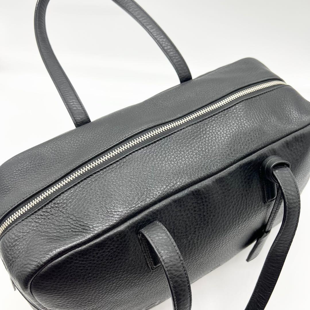 未使用級✨アニエスベー　ボストンバッグ　牛革　ブラック　南京錠　A4可　肩掛け可