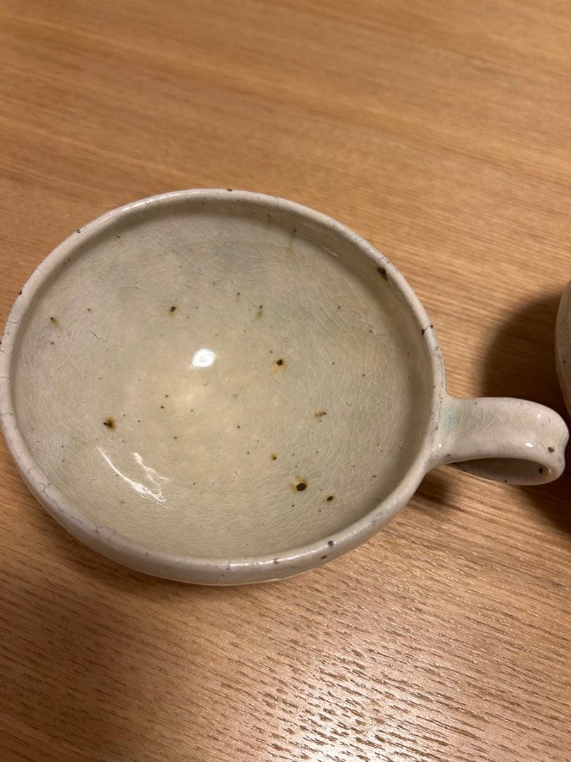 中村哲雄　薄灰　粉引 スープカップ 2個セット　作家もの