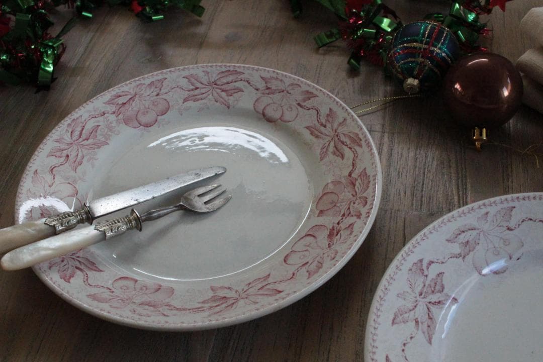 【B】バドンヴィレーさくらんぼのデザートプレートフランスアンティーク