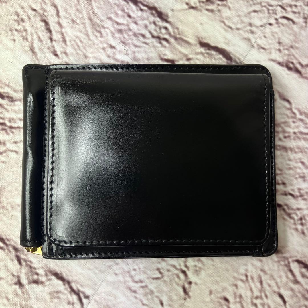 グレンロイヤル マネークリップ 小銭入れ付き 二つ折り財布 レザー ブラック