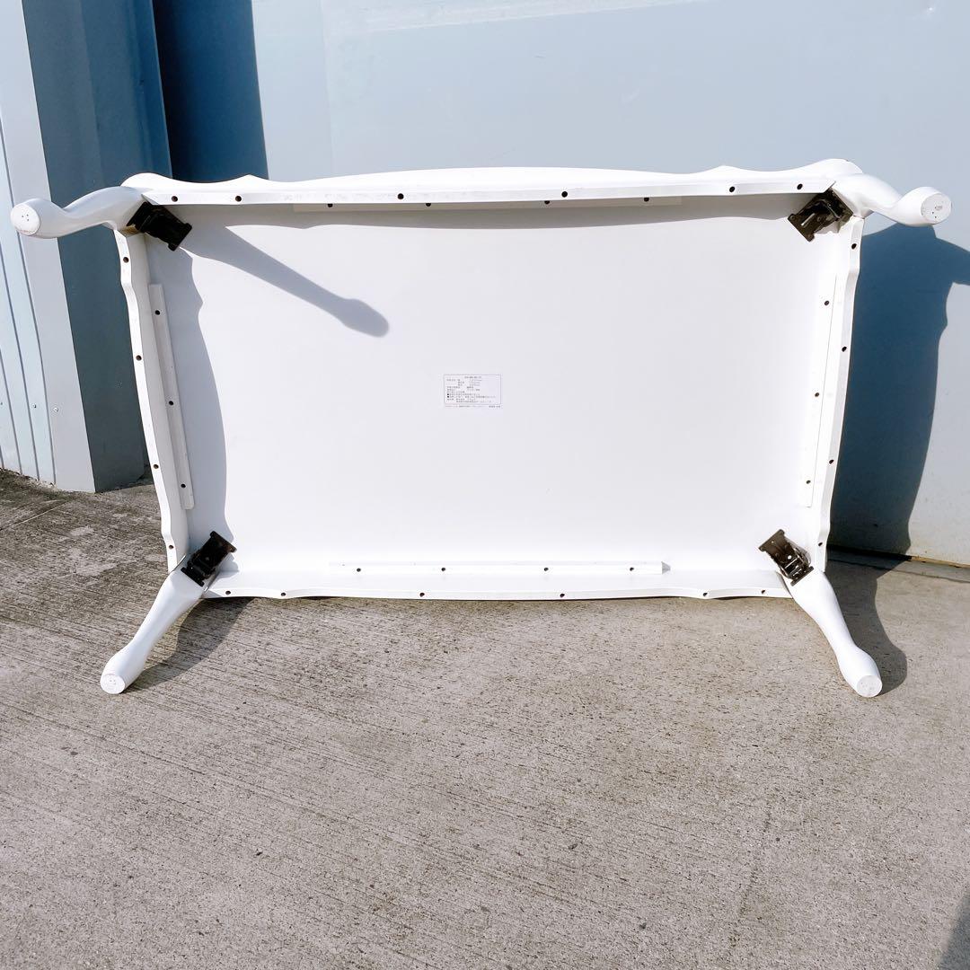 【送料込】アンティーク 猫脚 白センターテーブル ローテーブル 折り畳み式