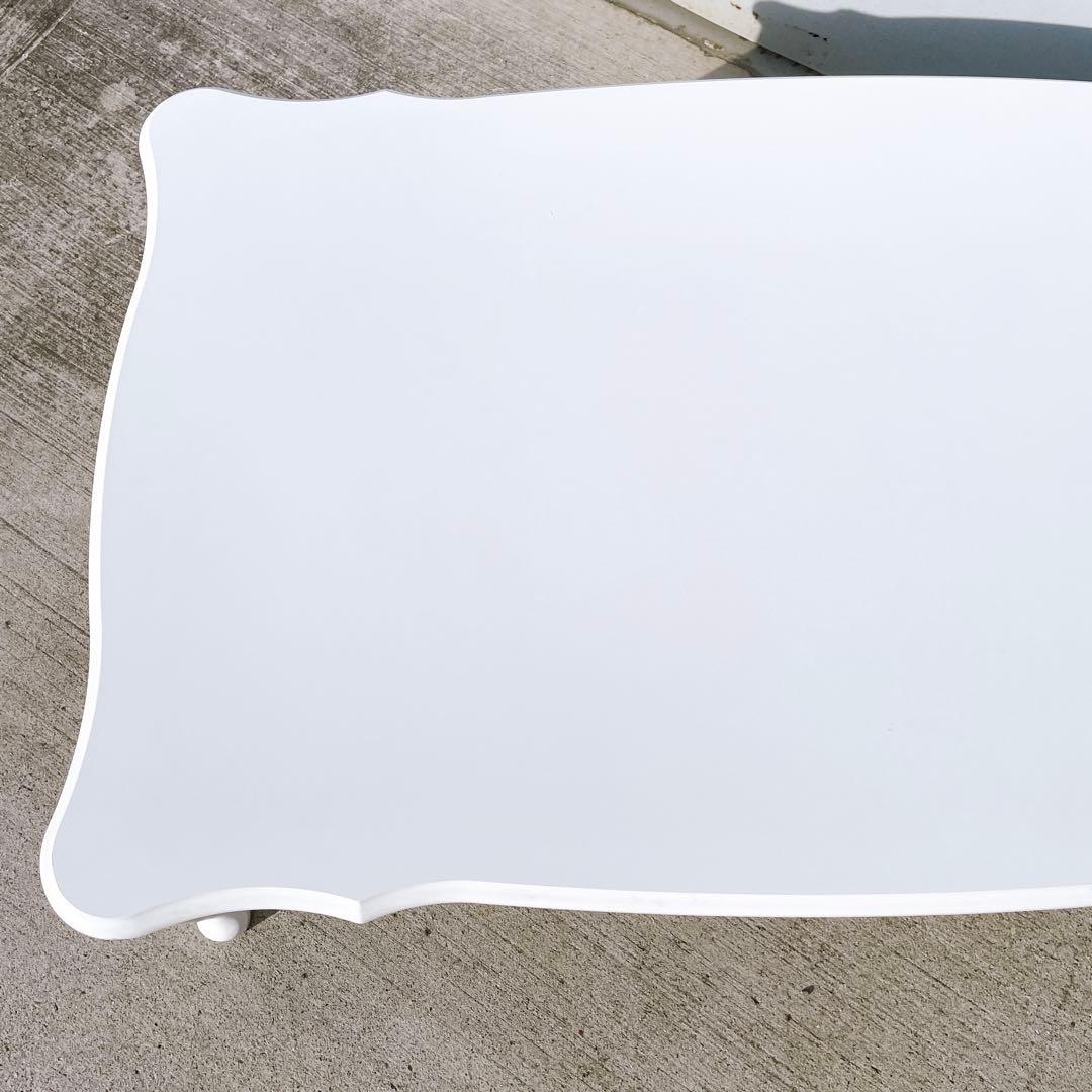 【送料込】アンティーク 猫脚 白センターテーブル ローテーブル 折り畳み式