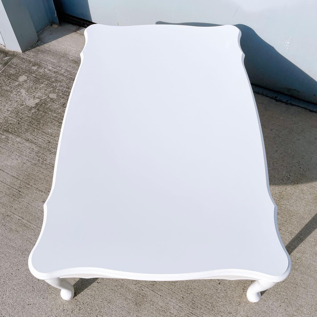 【送料込】アンティーク 猫脚 白センターテーブル ローテーブル 折り畳み式