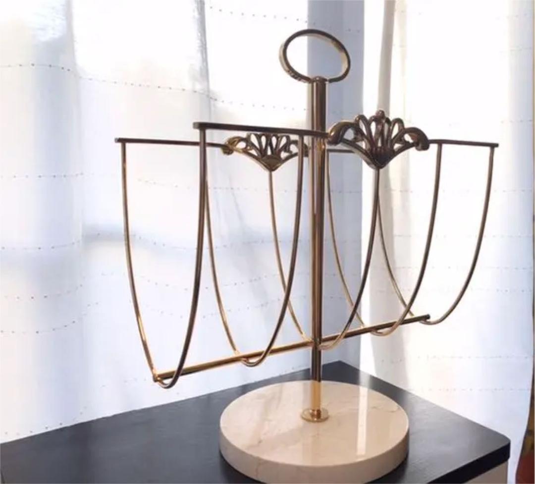 マガジンラック　大理石　メタル　輸入家具　輸入雑貨　送料込み