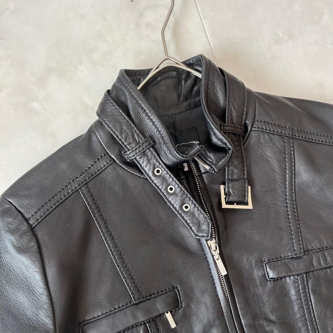 美品✨BOSCHボッシュ　レザージャケット　ブルゾン　羊革　ブラック