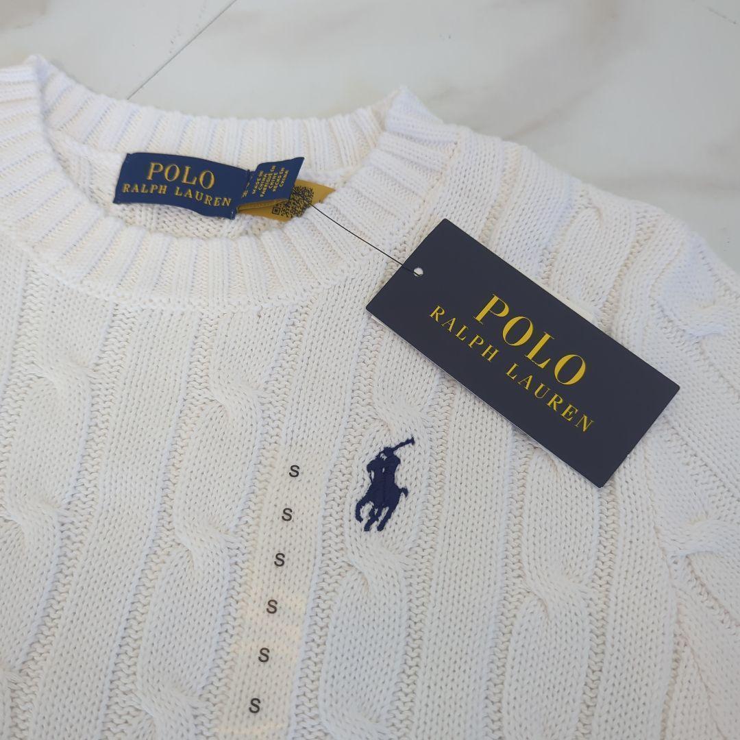 Polo Ralph Lauren ケーブルニットセーター　半袖 S ホワイト